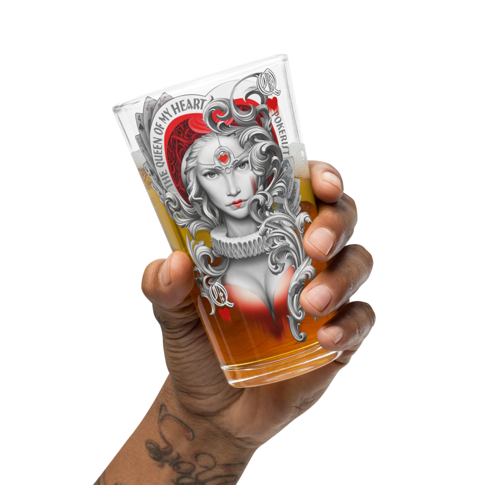 Queen Hearts - Shaker pint glass