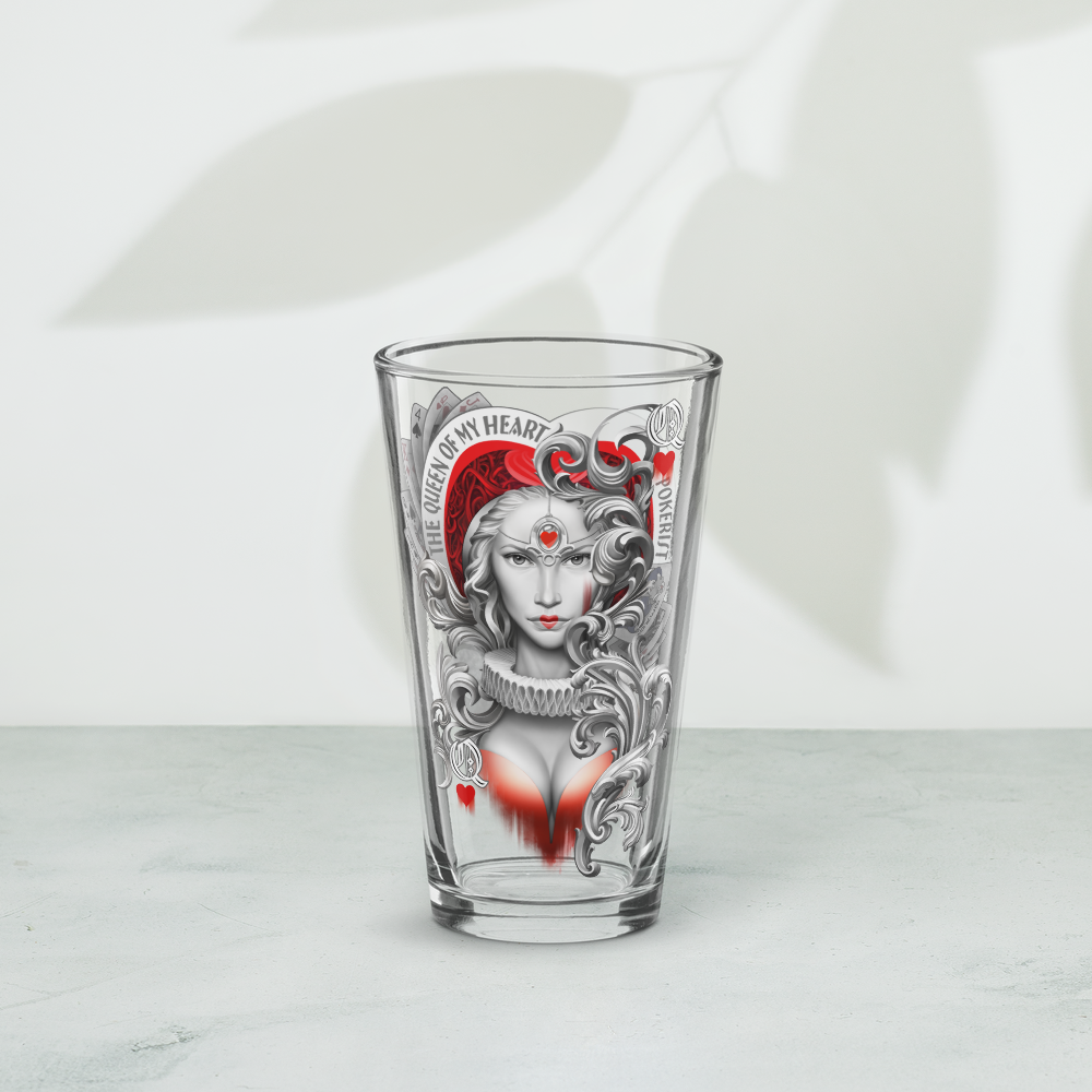 Queen Hearts - Shaker pint glass